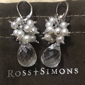 Ross Simons pearl & crystal quartz dangle earrings